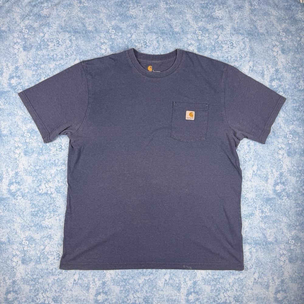 Carhartt K87 Mens Original Fit Workwear Pocket T-Shirt Heather Blue Large L